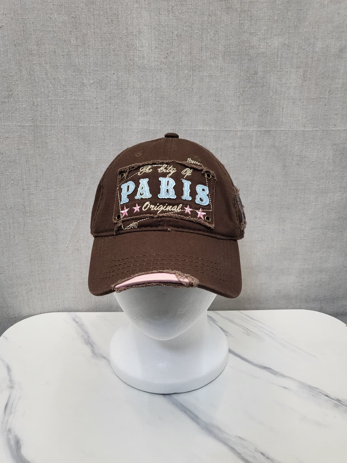 PARIS 자수 브라운 볼캡 상품이미지1