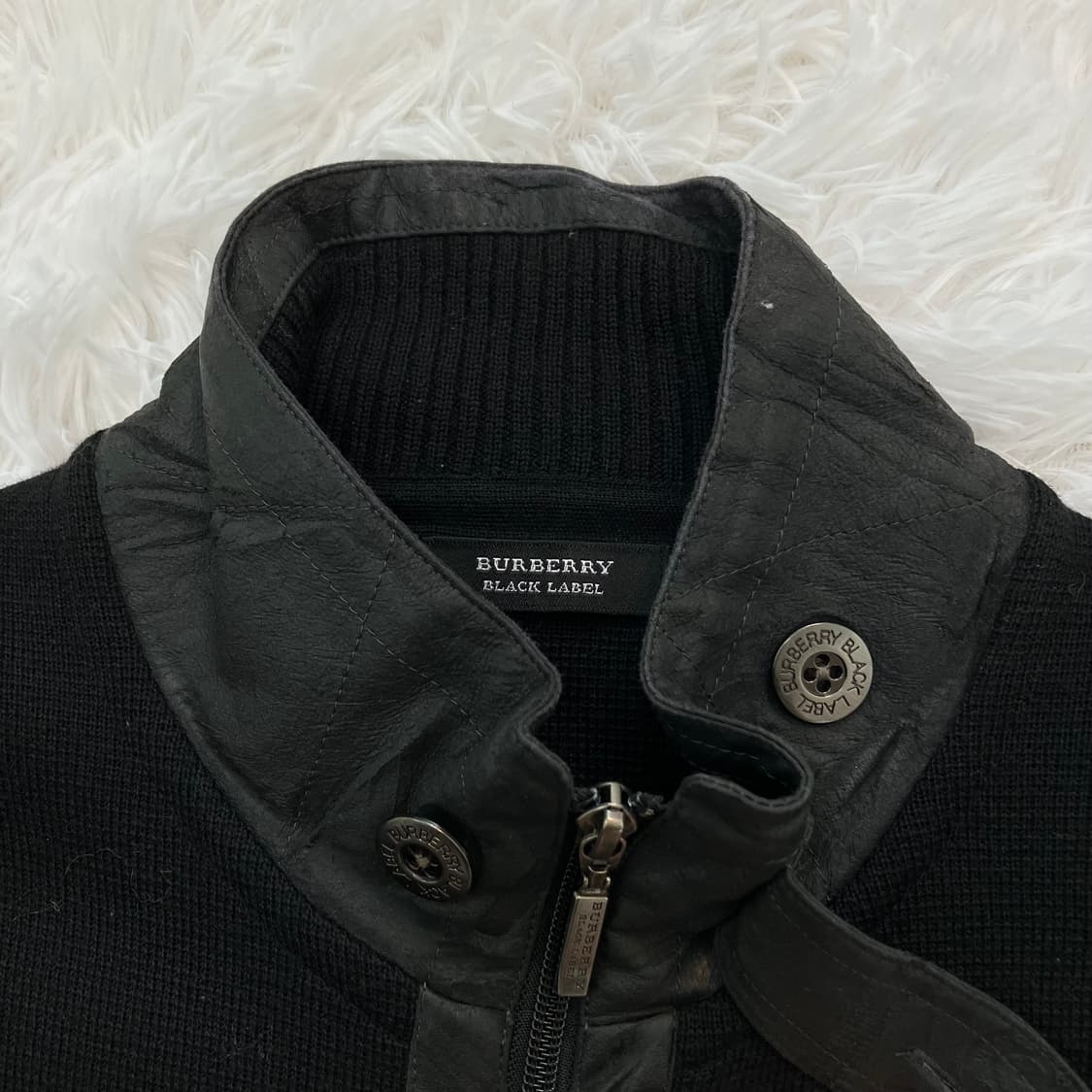 버버리 블랙라벨 레더 니트 집업 o-783 y2k 스트릿 갸루 펑키 일본 상품이미지8