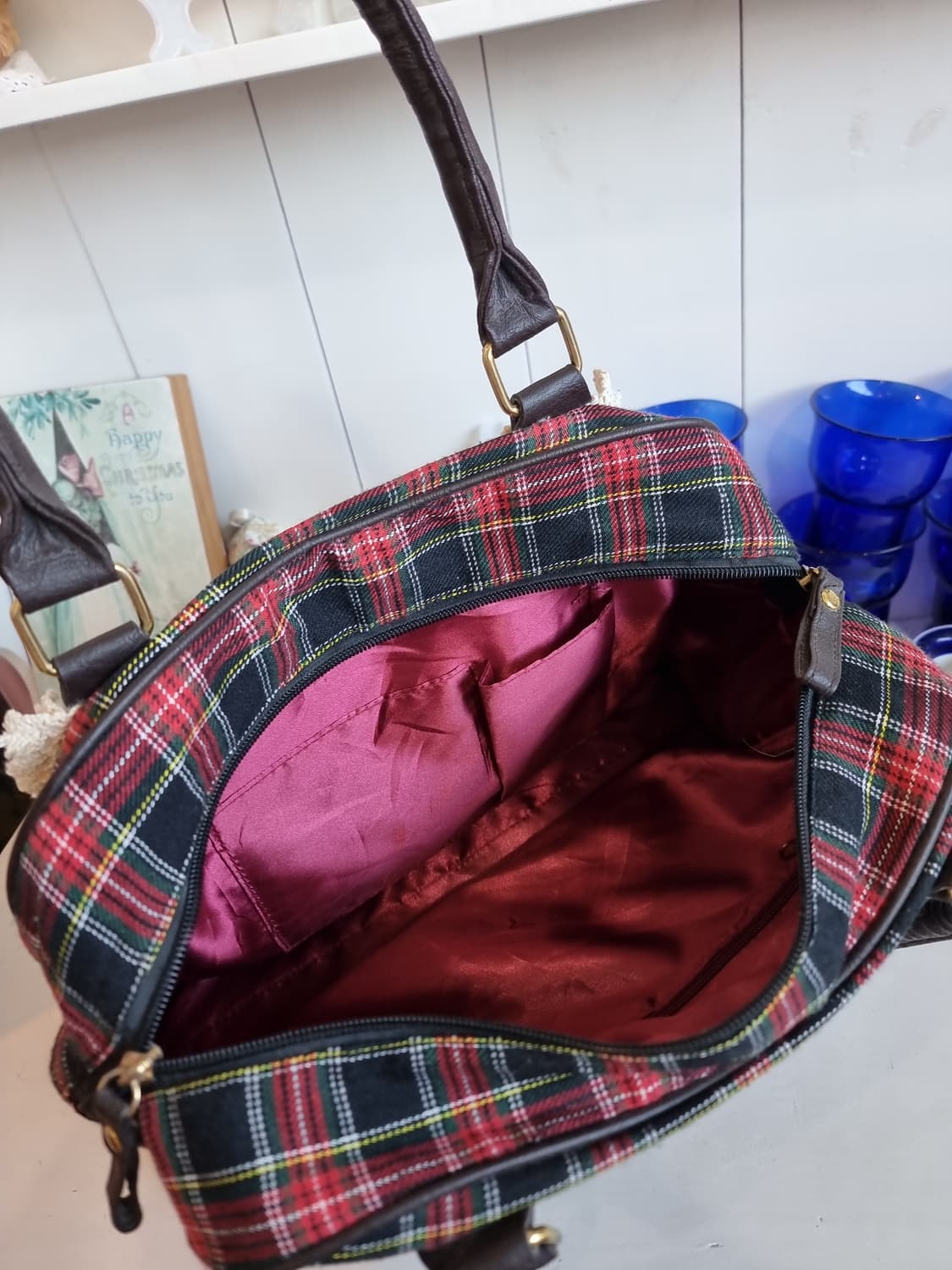 체크 숄더백 레이스 장식 가방 상품이미지7