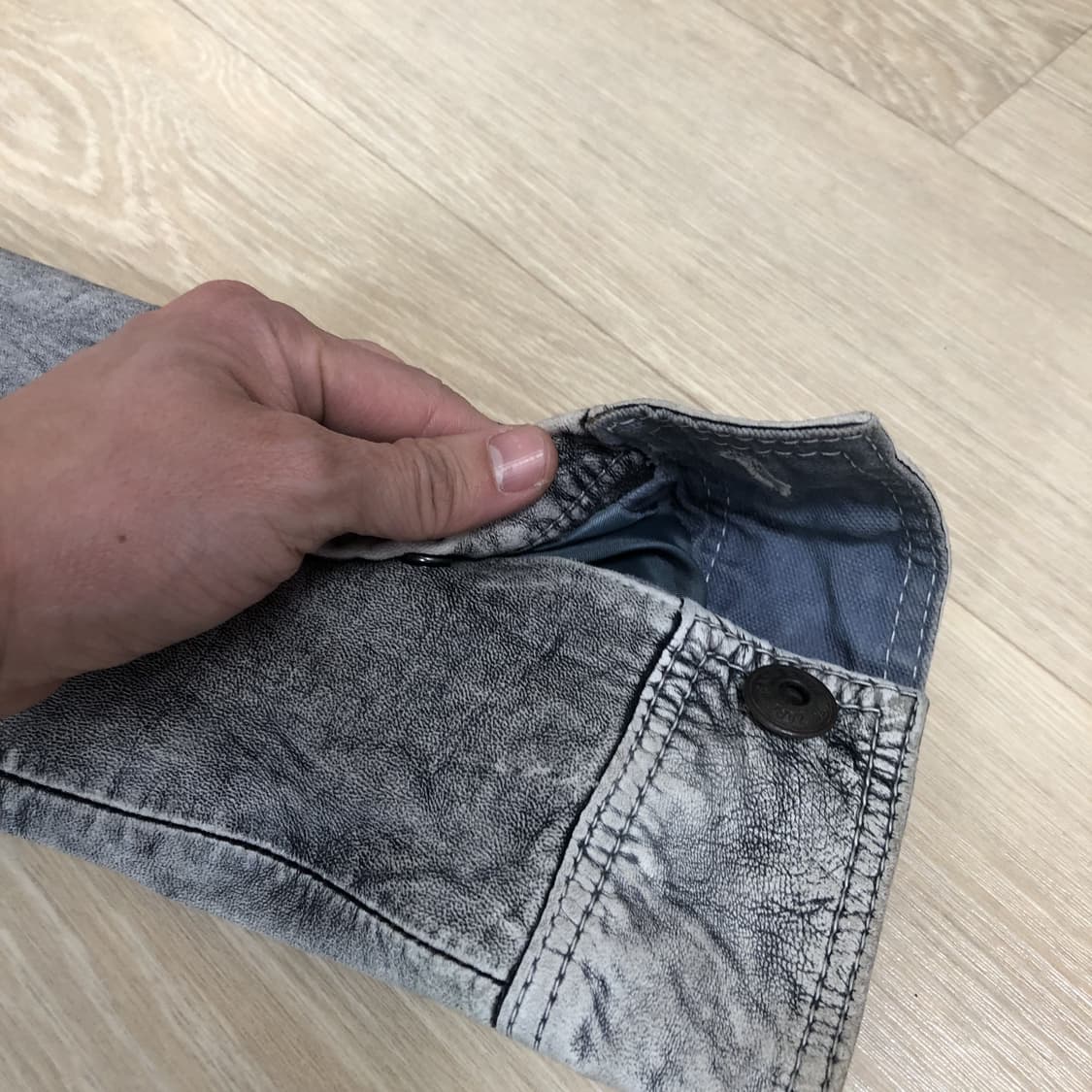 (M-L) 자라 ZARA 양가죽 페이디드 다잉 워싱 트러커 자켓 상품이미지9