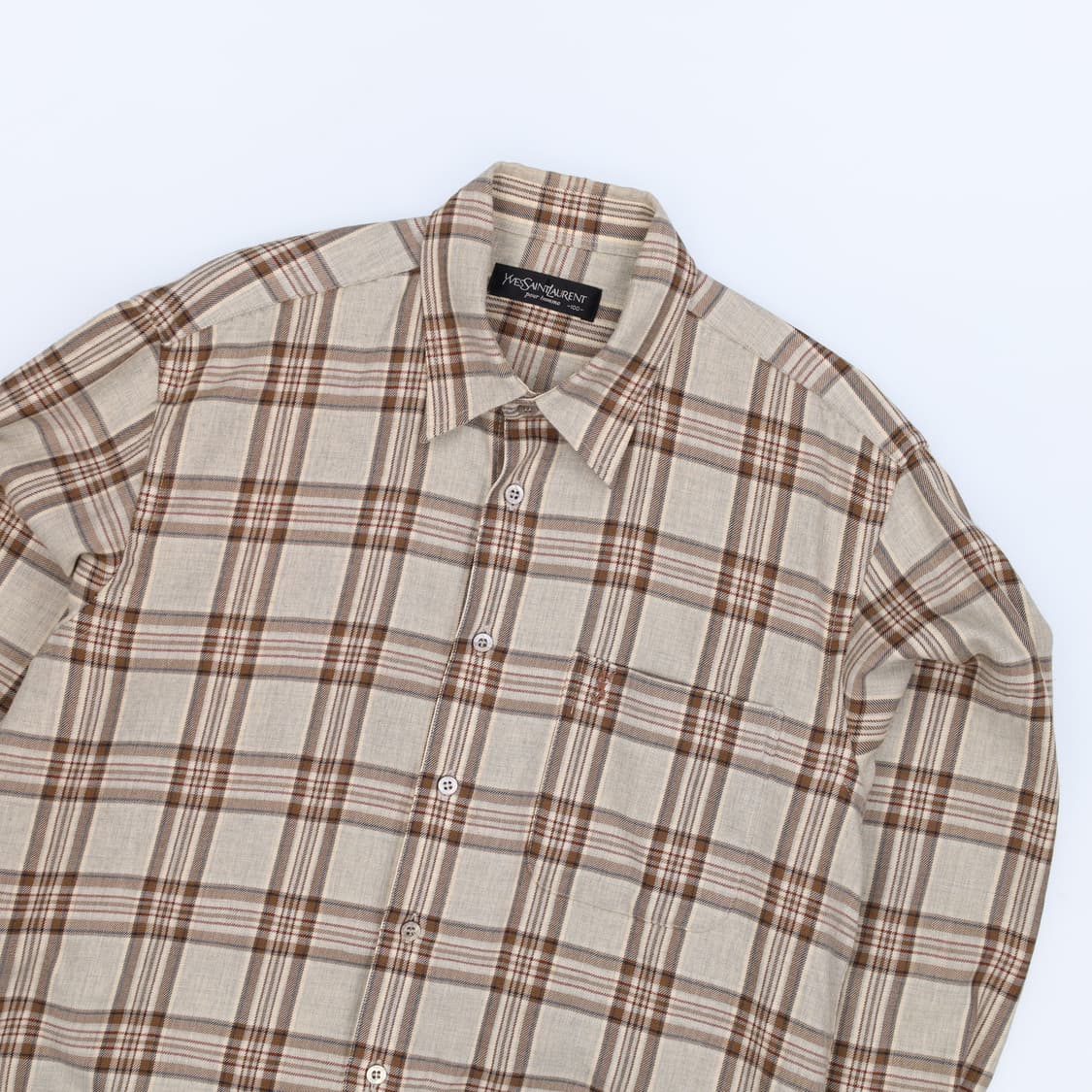 100 입생로랑 YSL 로고 포켓 플레이드 체크 셔츠 4177 상품이미지3