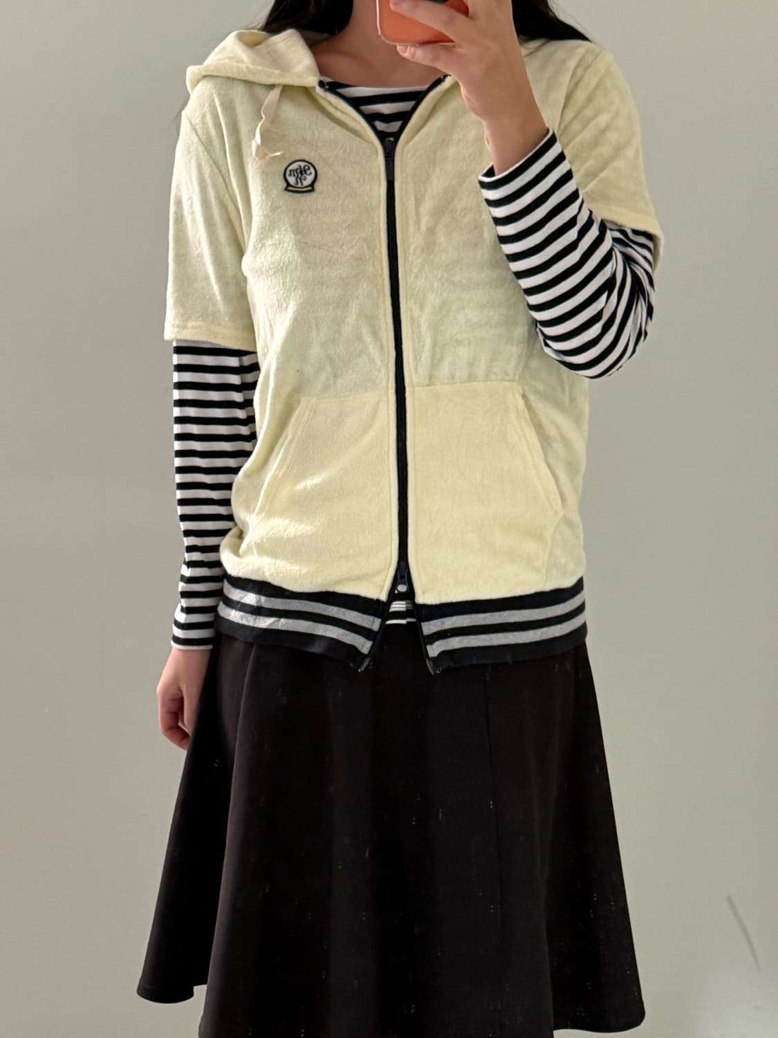 일본빈티지 모리 반팔후드 레이어드 세트 상품이미지4