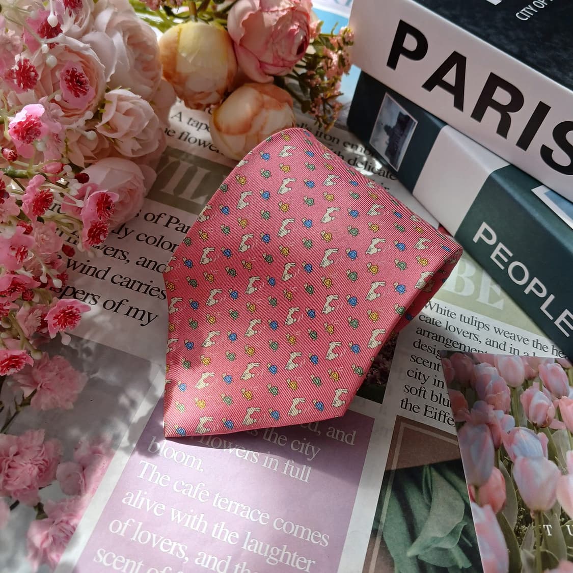 살바토레 페라가모 토끼와 거북이 모티브 넥타이 8.5cm B등급 E955 상품이미지4