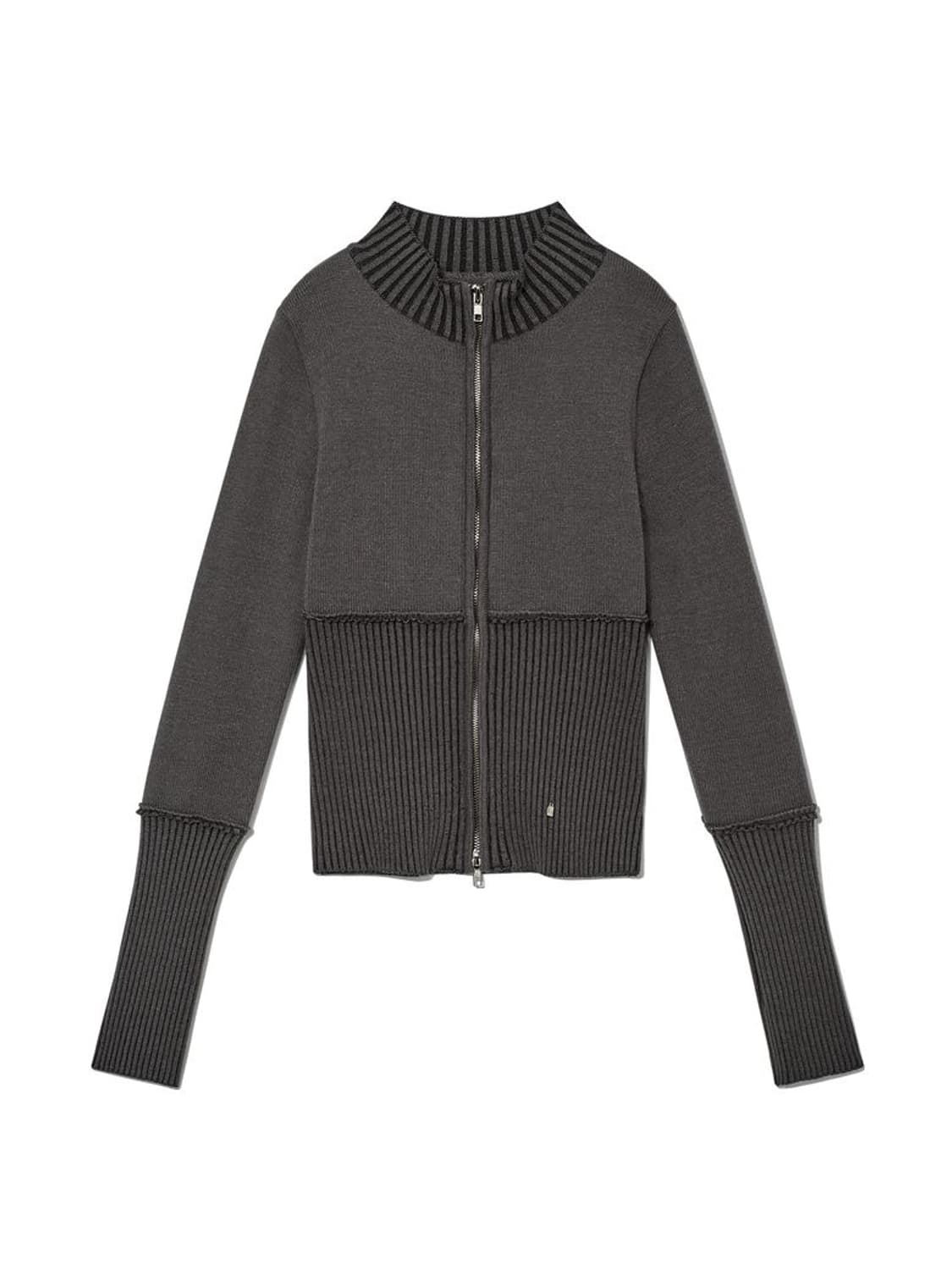 글로니 DEBB 투톤 니트 집업 차콜 상품이미지2