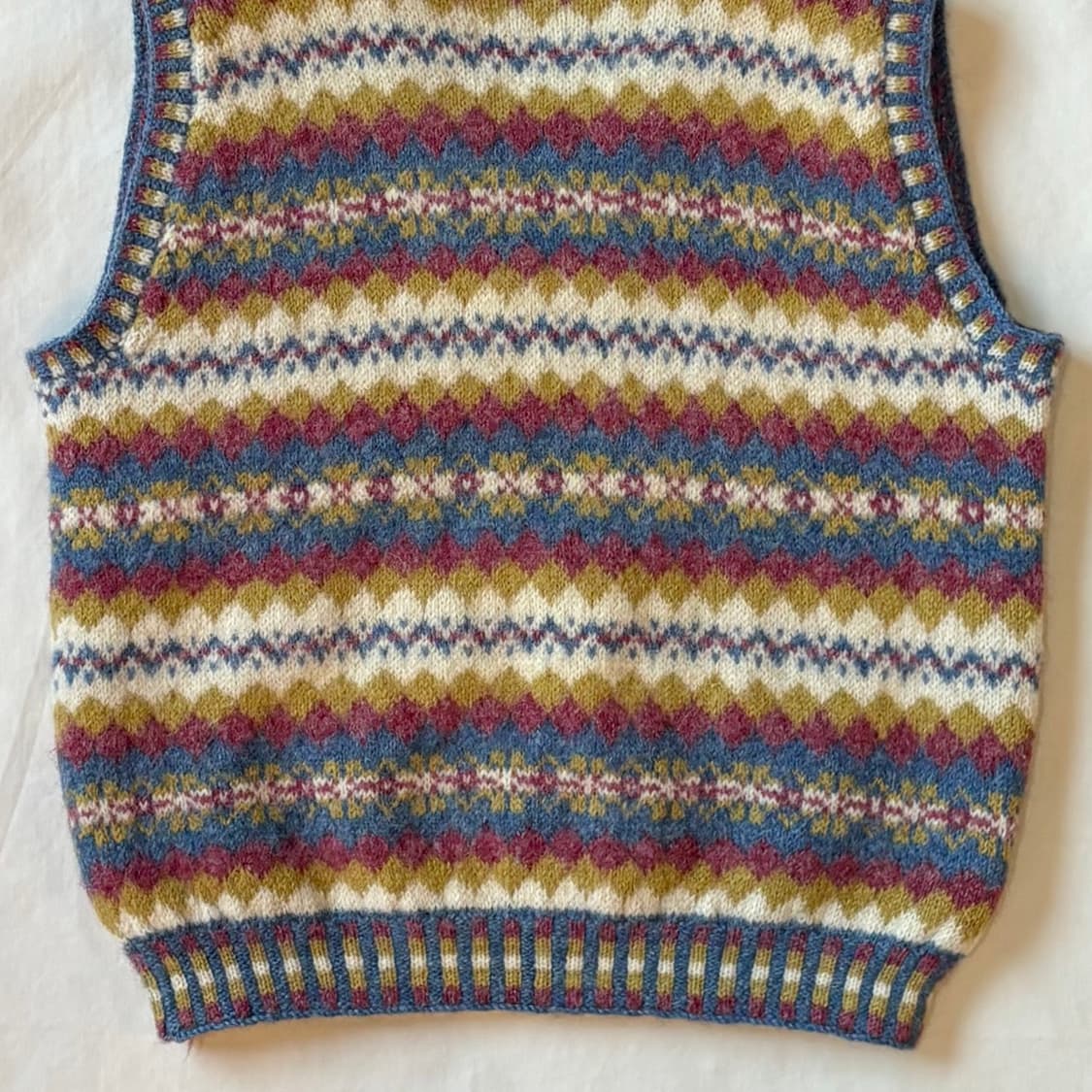 [아동] 80s 스코틀랜드 셰틀랜드 핸드 니티드 페어아일 울 니트 베스트 상품이미지9
