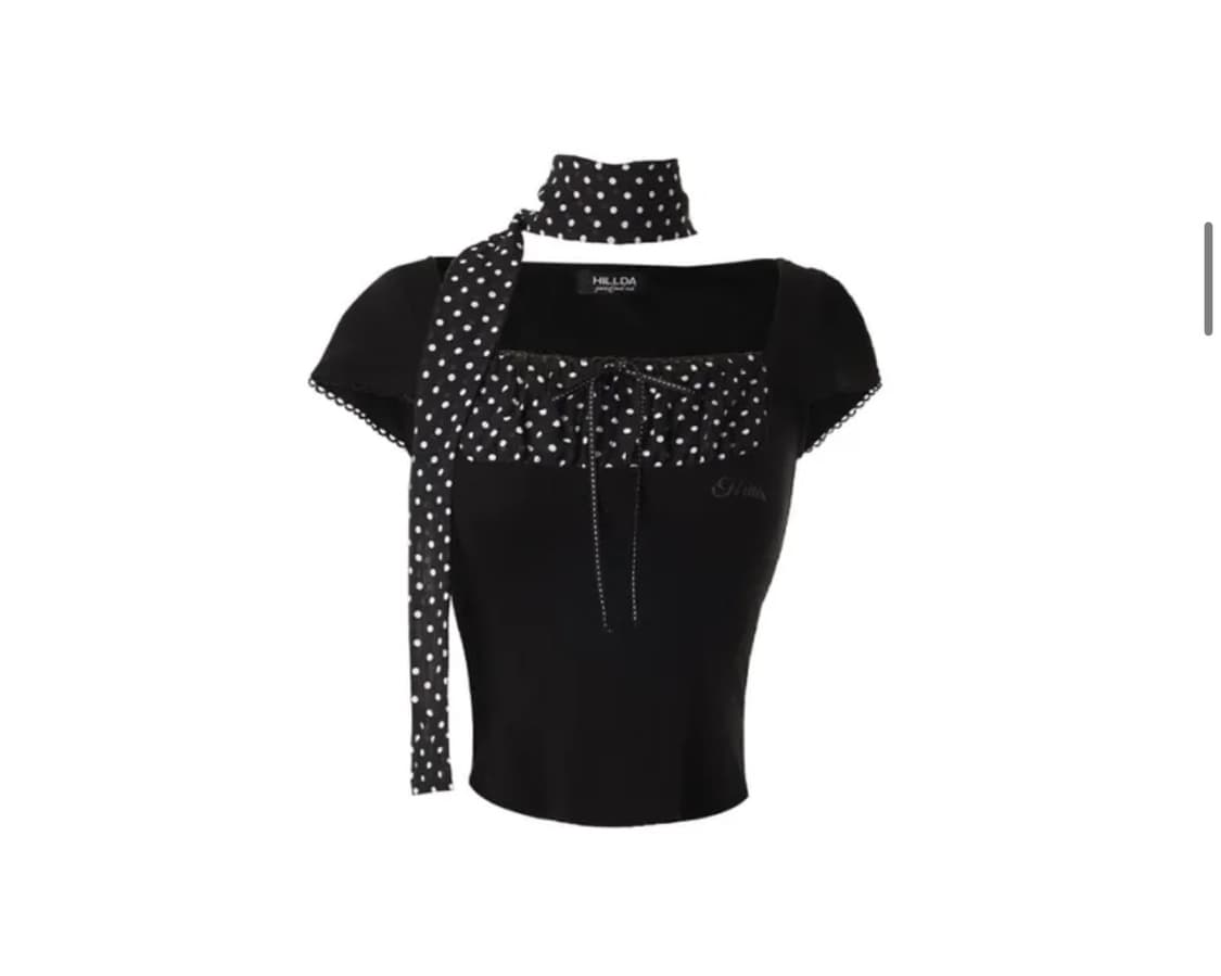 힐다 도트 스퀘어 크롭 탑 상품이미지2