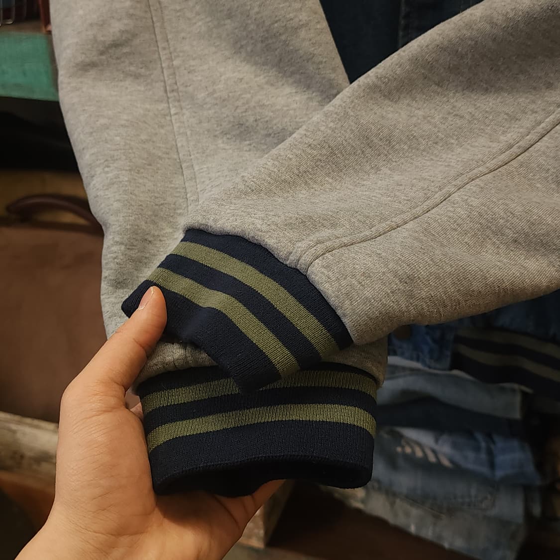 90s 빈티지 데님 바시티 자켓 블루종 봄버 자켓 팔 져지 xl 상품이미지6