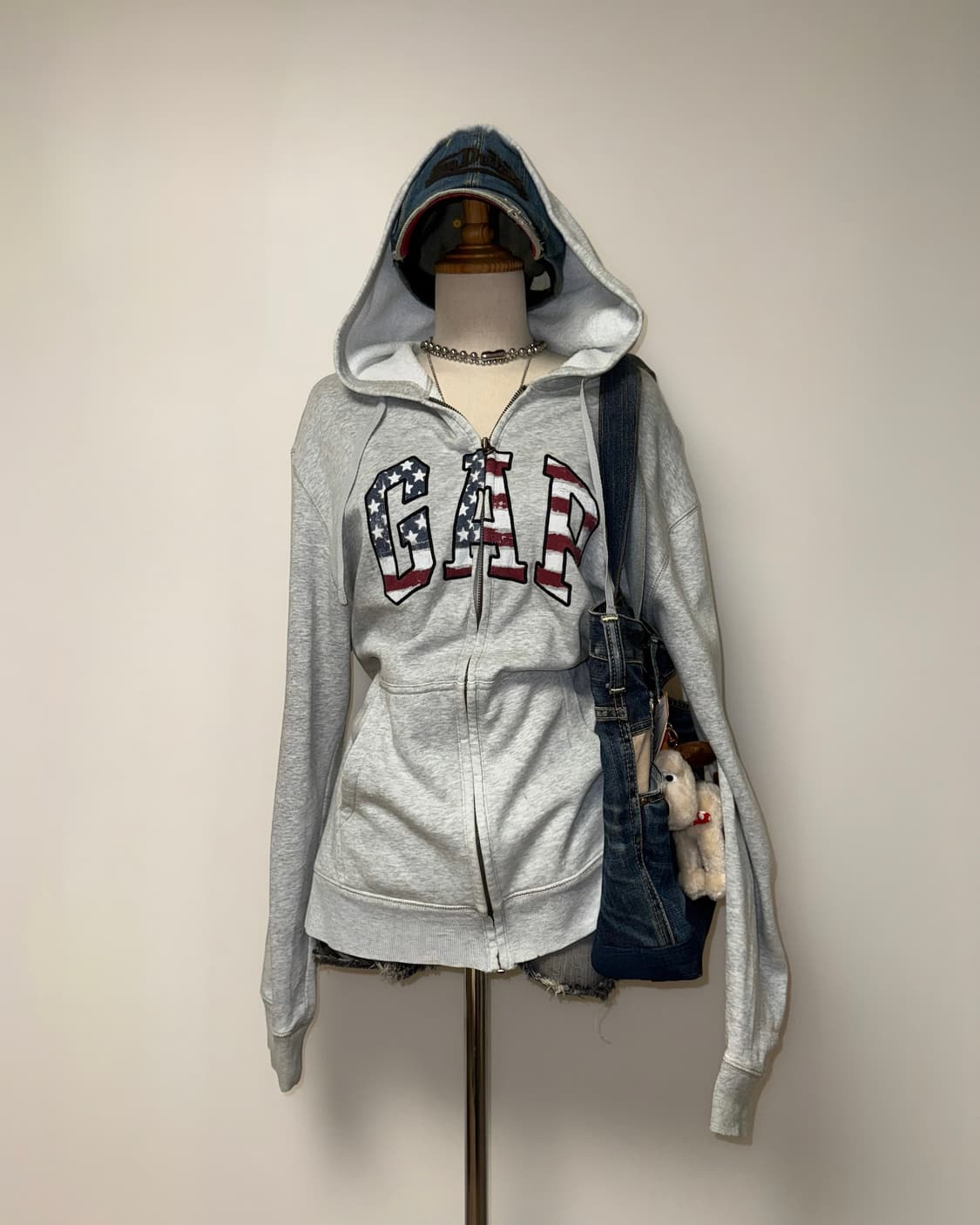 갭 성조기 그레이 후드집업 상품이미지3