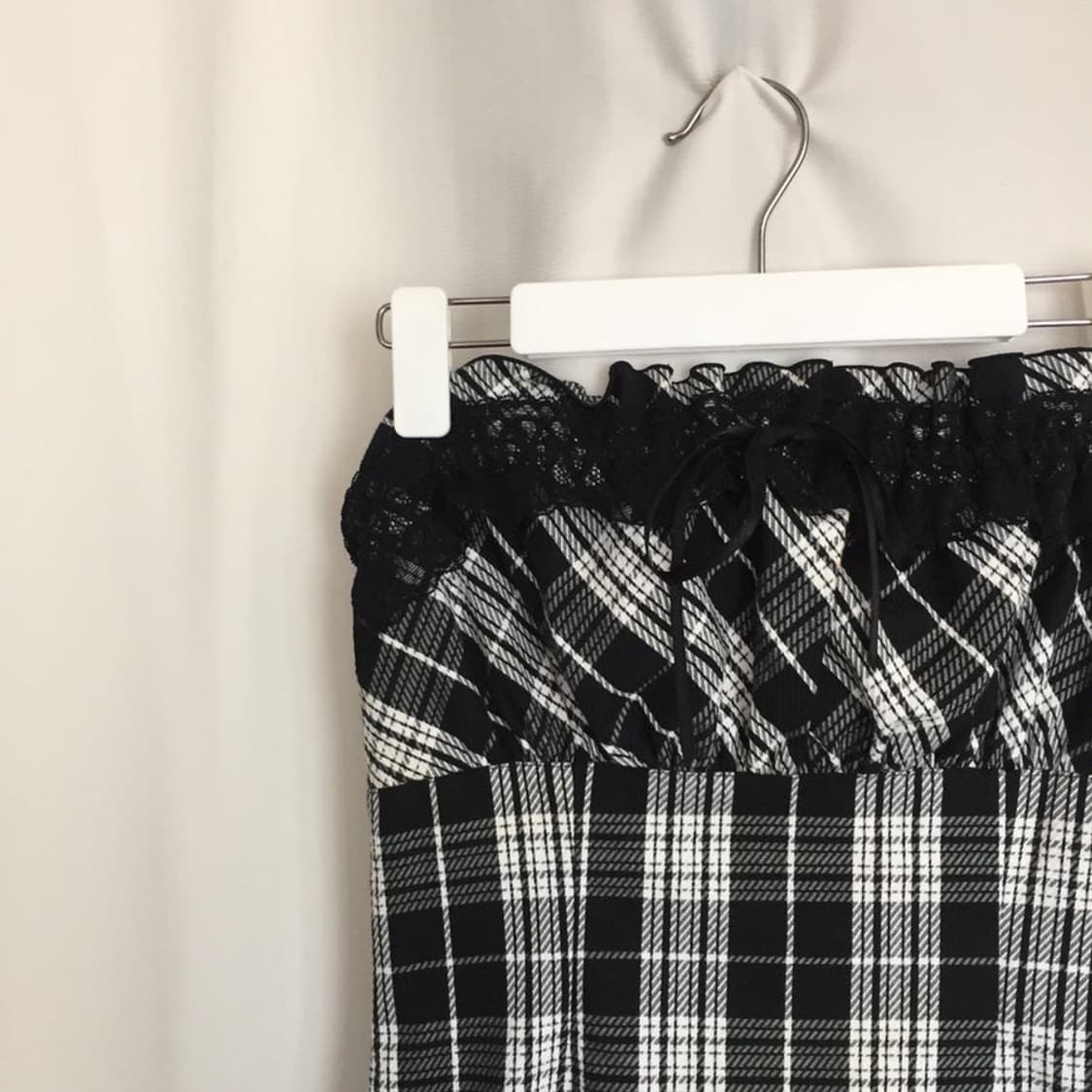 645.  black and white check slim mini dr 상품이미지4