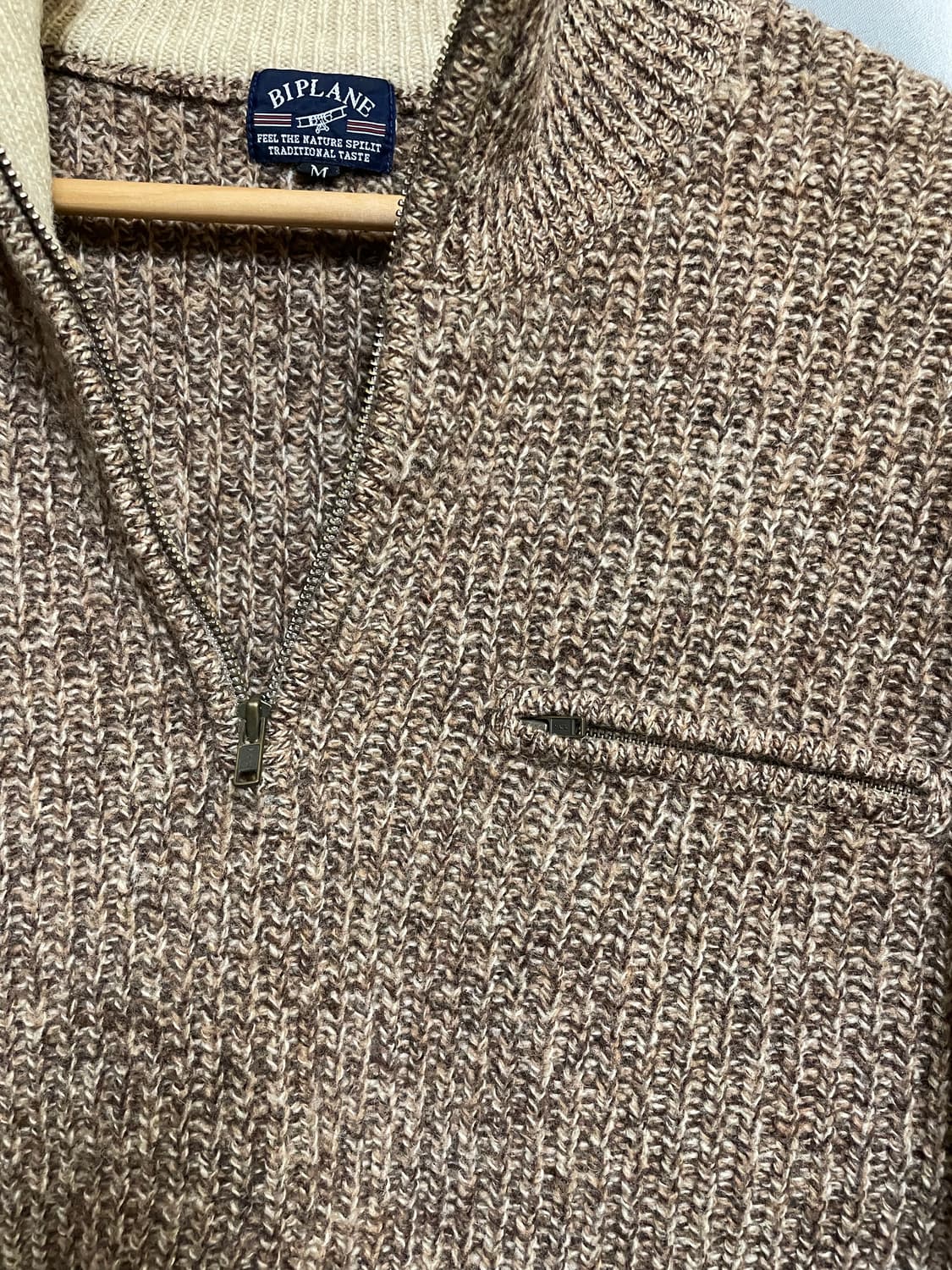 브라운 니트 짚업 상품이미지2