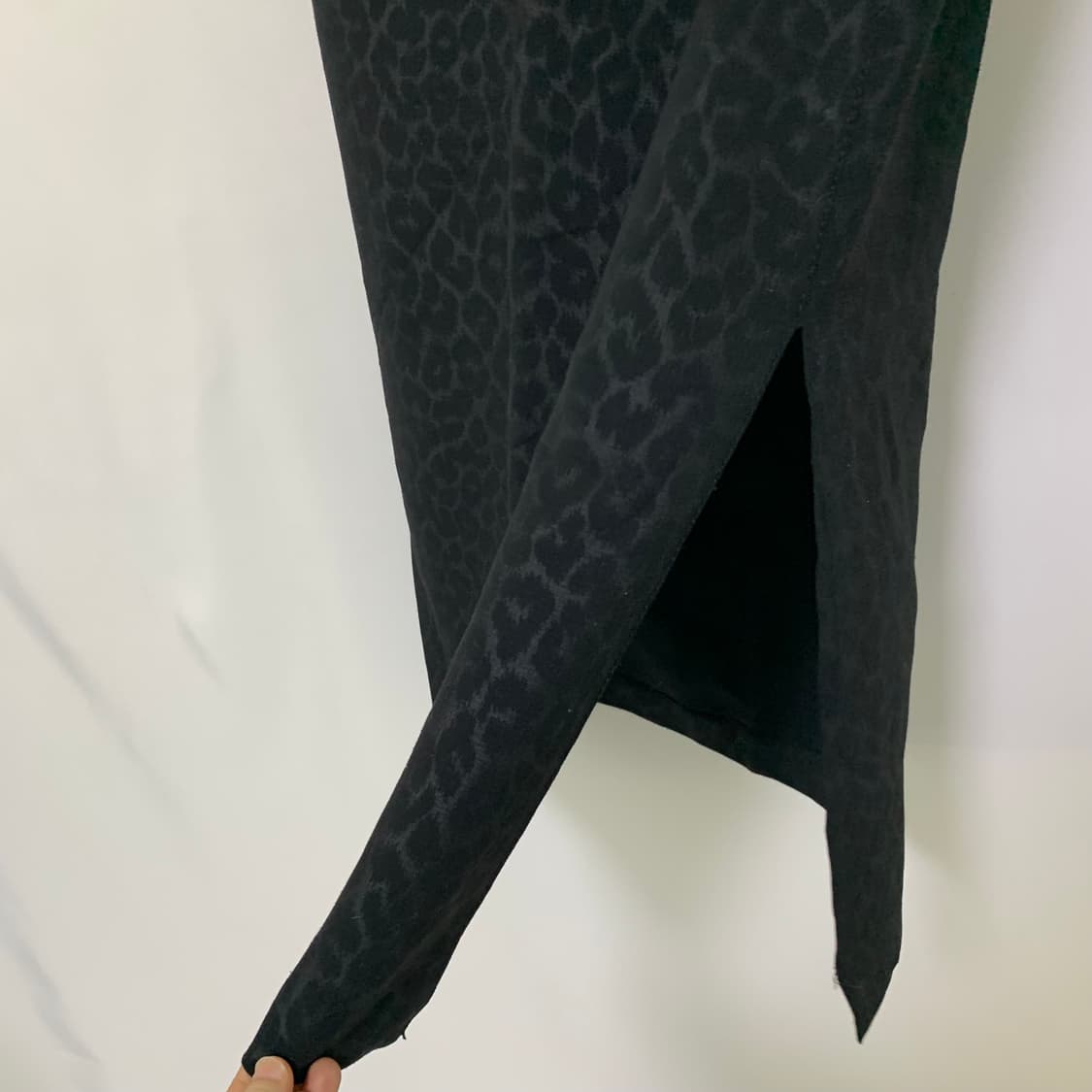 jpn G.K 일본 빈티지 트임 H라인 호피 레오파드 롱스커트 블랙 상품이미지4