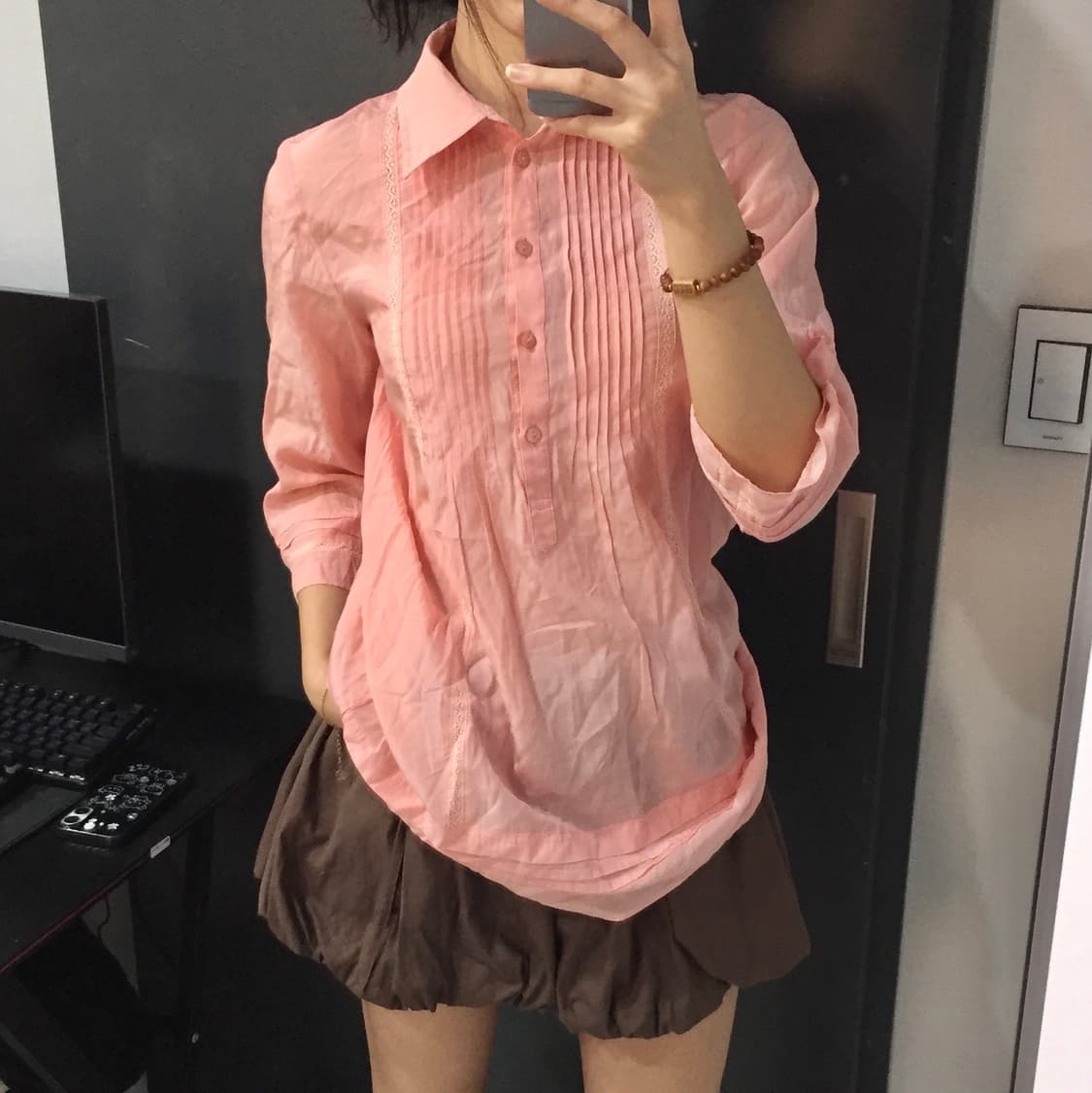 히메갸루 레이스 로걀 딸기우유 시스루 블라우스 상품이미지3