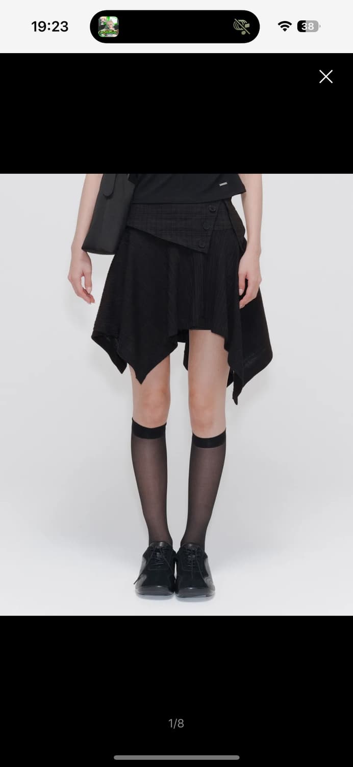 미세키서울 Unbalanced flow mini skirt BLACK 상품이미지2