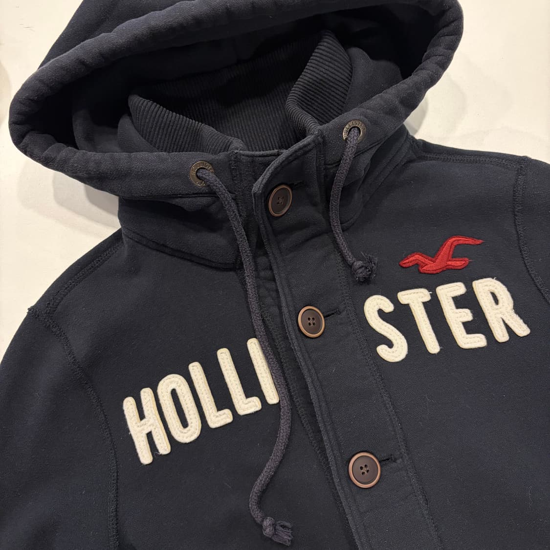 [M] 홀리스터 버튼 코튼 블랙 후드 집업 D891 상품이미지3