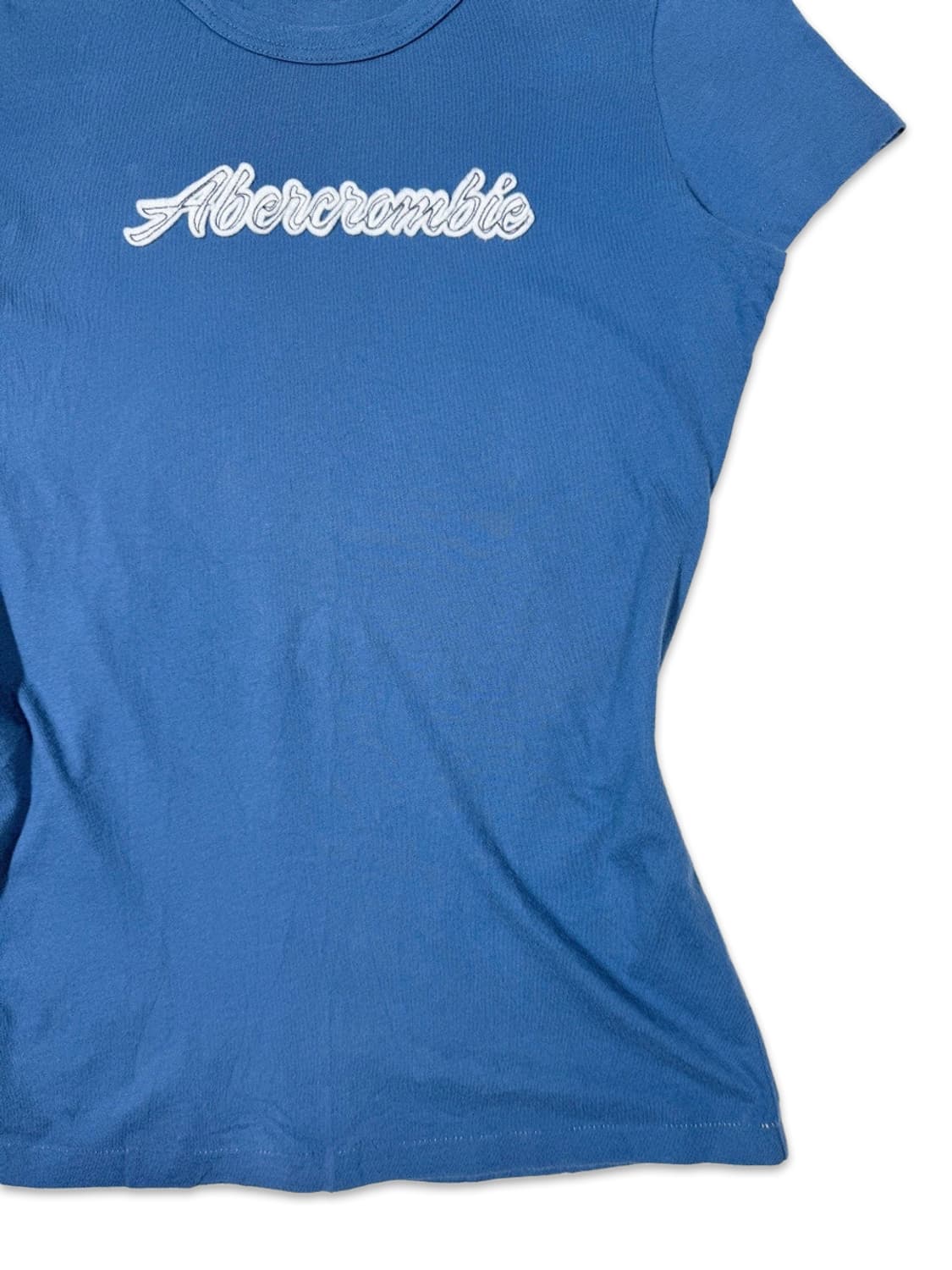 빈티지 Abercrombie 블루 캡소매 로고 반팔 티 상품이미지4