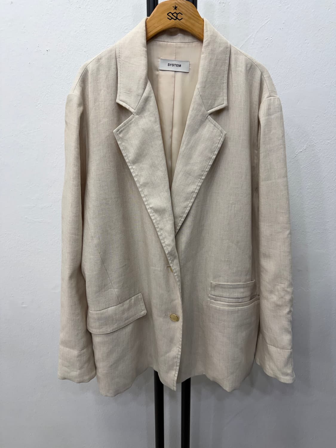 정품) 시스템 한섬 23ss  오버사이즈 린넨 블레이저 자켓 88 상품이미지1