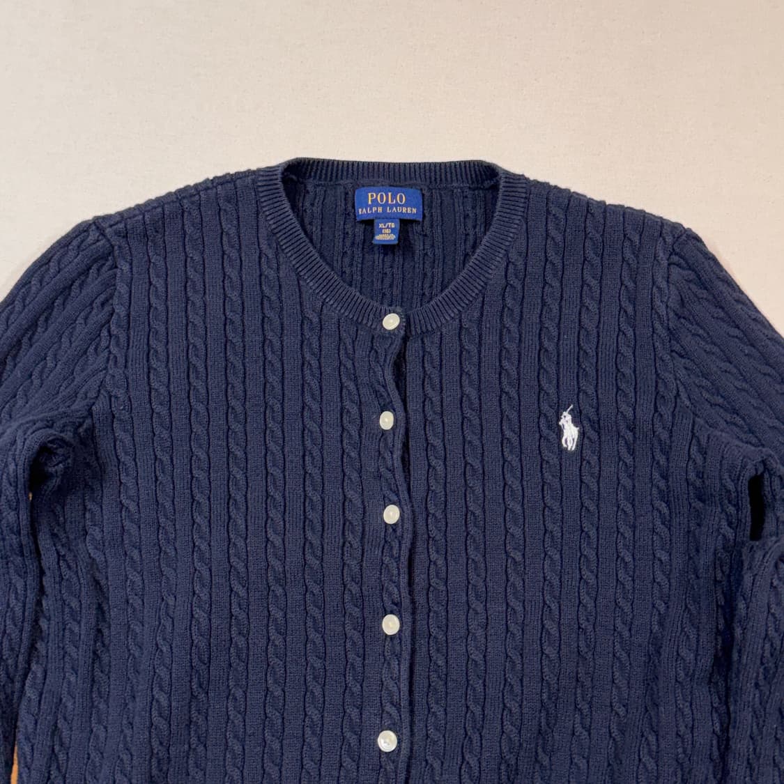 XS) 폴로 랄프로렌 코튼 케이블 꽈배기 가디건 네이비 보이즈 상품이미지3