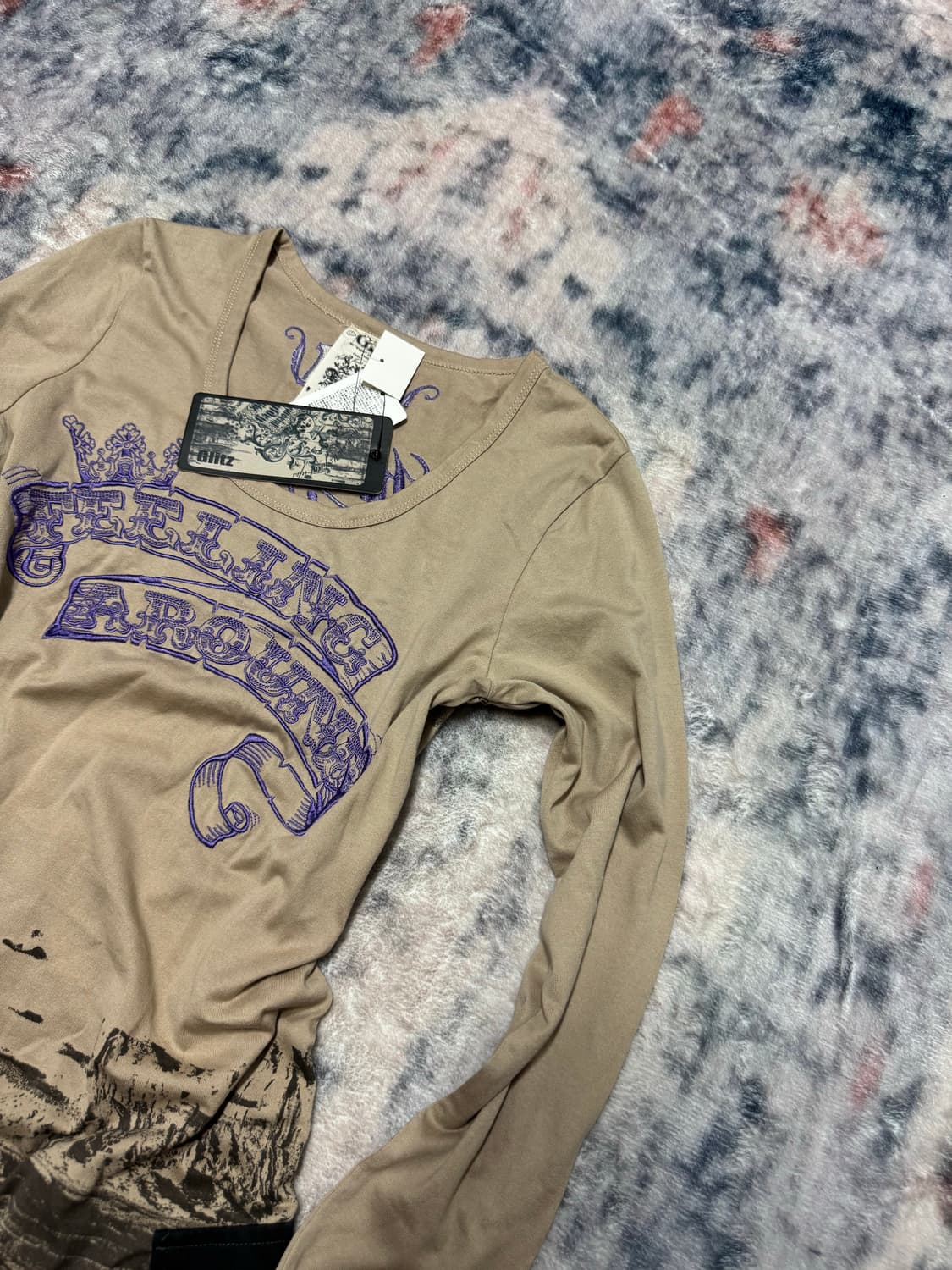 Glitz y2k beige cargo pocket cut sew 상품이미지4