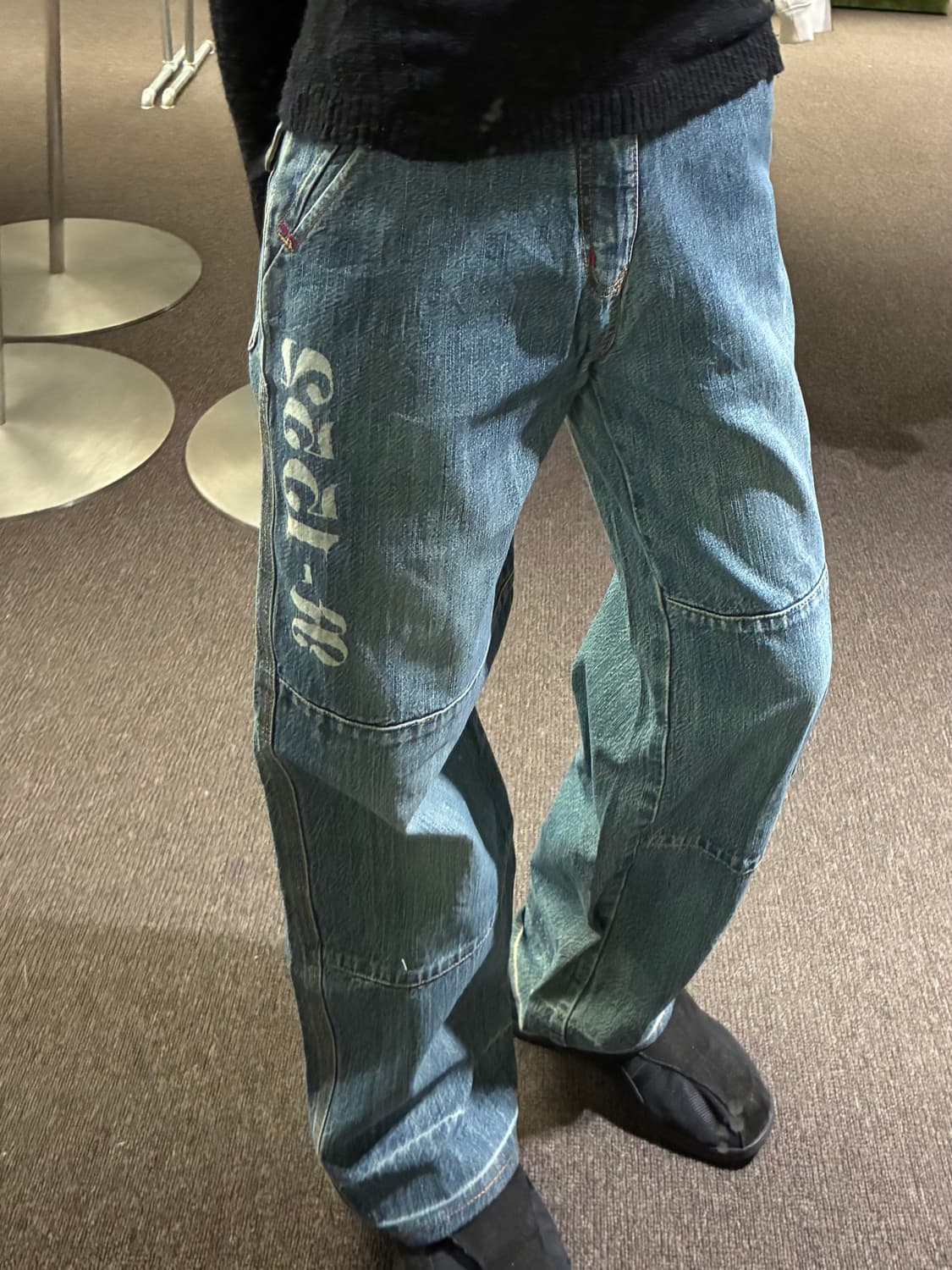 OS)Japanese vintage 여성 레터링 포인트 와이드 데님팬츠 상품이미지2