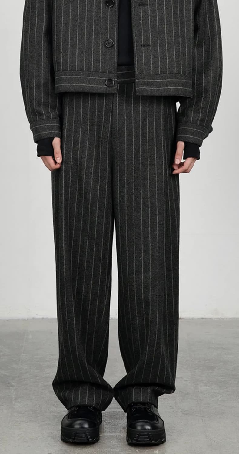 아모멘토 울마틴 스트라이프 팬츠 l사이즈 상품이미지1