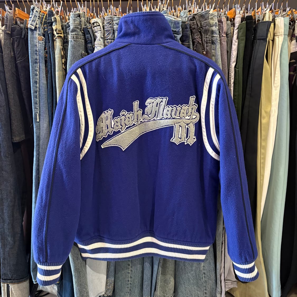 마자 플라바 블루 빅로고 울 스타디움 바시티 자켓 상품이미지5