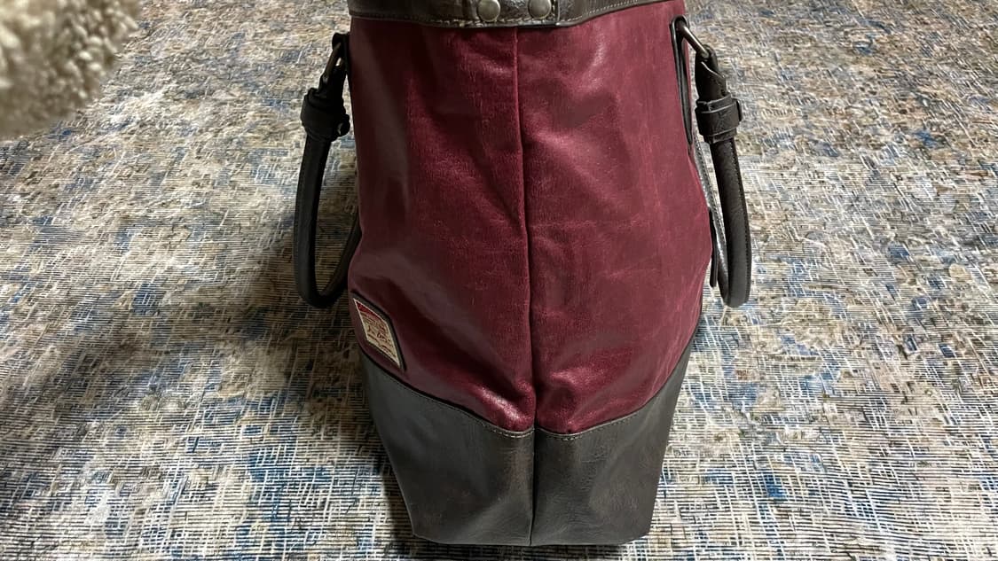 JPN 00s 일본 빈티지 Art Berg Y2K 도쿄 투톤 레더 토트백 상품이미지8