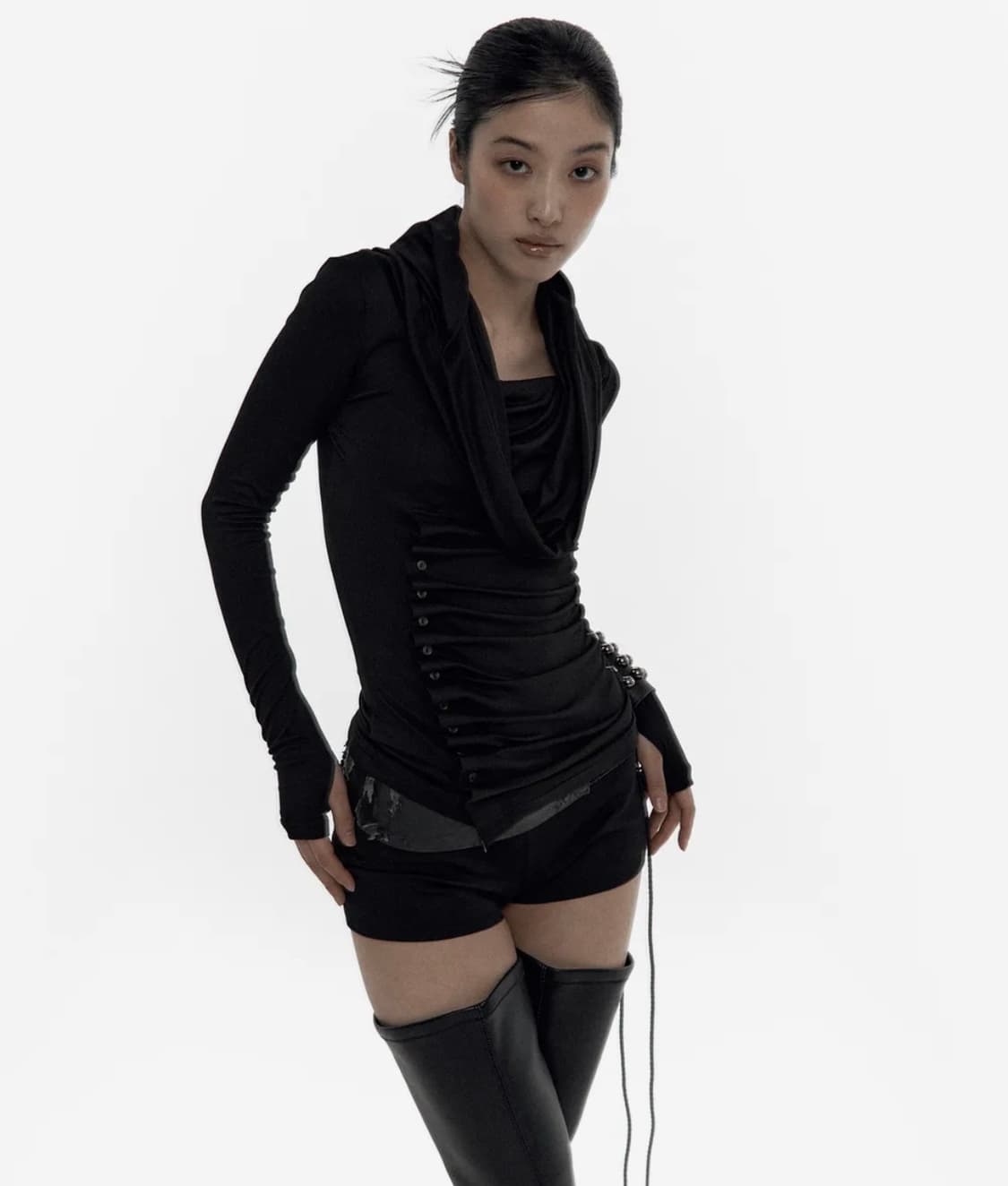 카시코카울버튼오프숄더롱슬리브플리즈노팔로우나체보헴서2000아카이브스오도어 상품이미지3