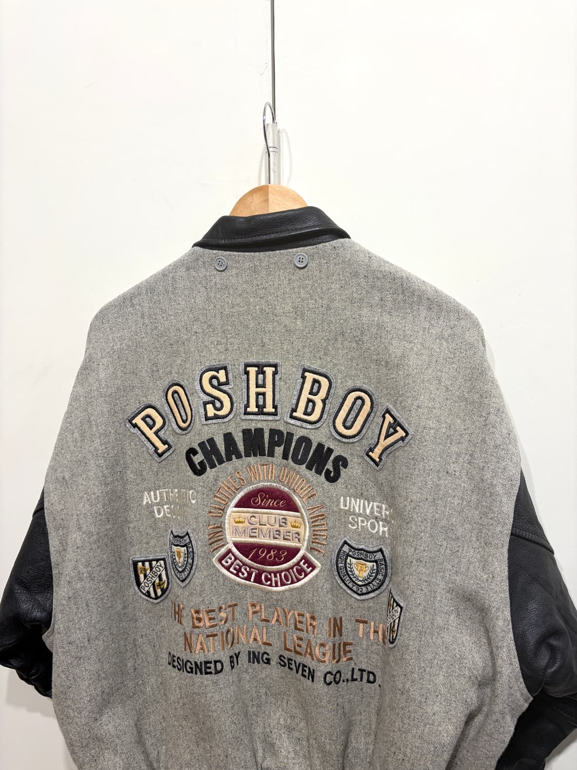 80's 포쉬보이 리얼레더 바시티 자켓 상품이미지4