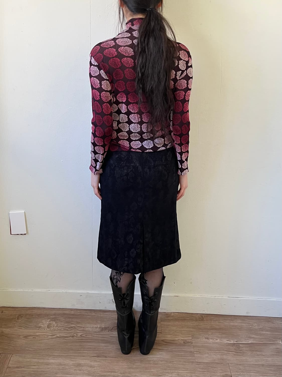 Japan vtg 로즈 시스루 터틀넥 상품이미지9