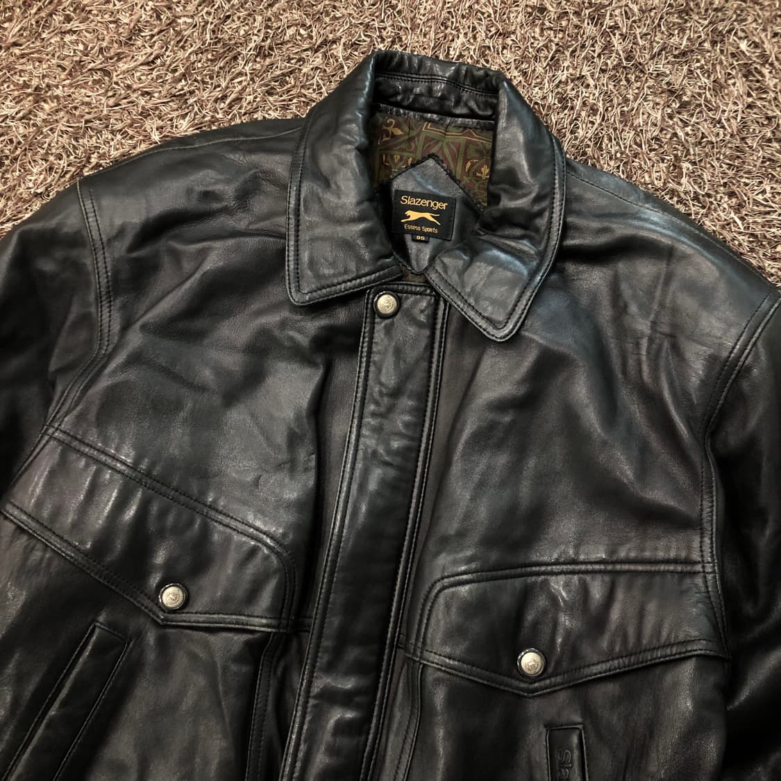 95 슬래진저 90s 양가죽 봄버 레더 가죽 자켓 지퍼고장 상품이미지2