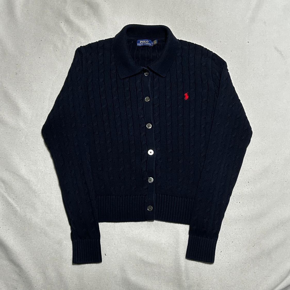 S 폴로랄프로렌 여성용 네이비 케이블 카라 가디건 상품이미지2
