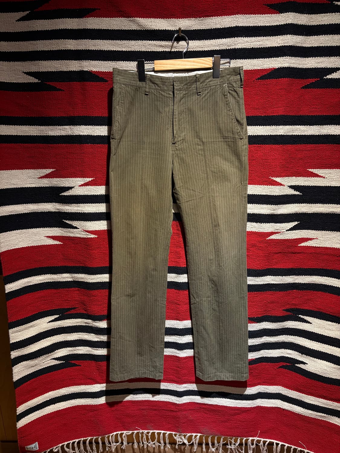 Olive stripe chino pants / 올리브 스트라이프 치노 상품이미지1