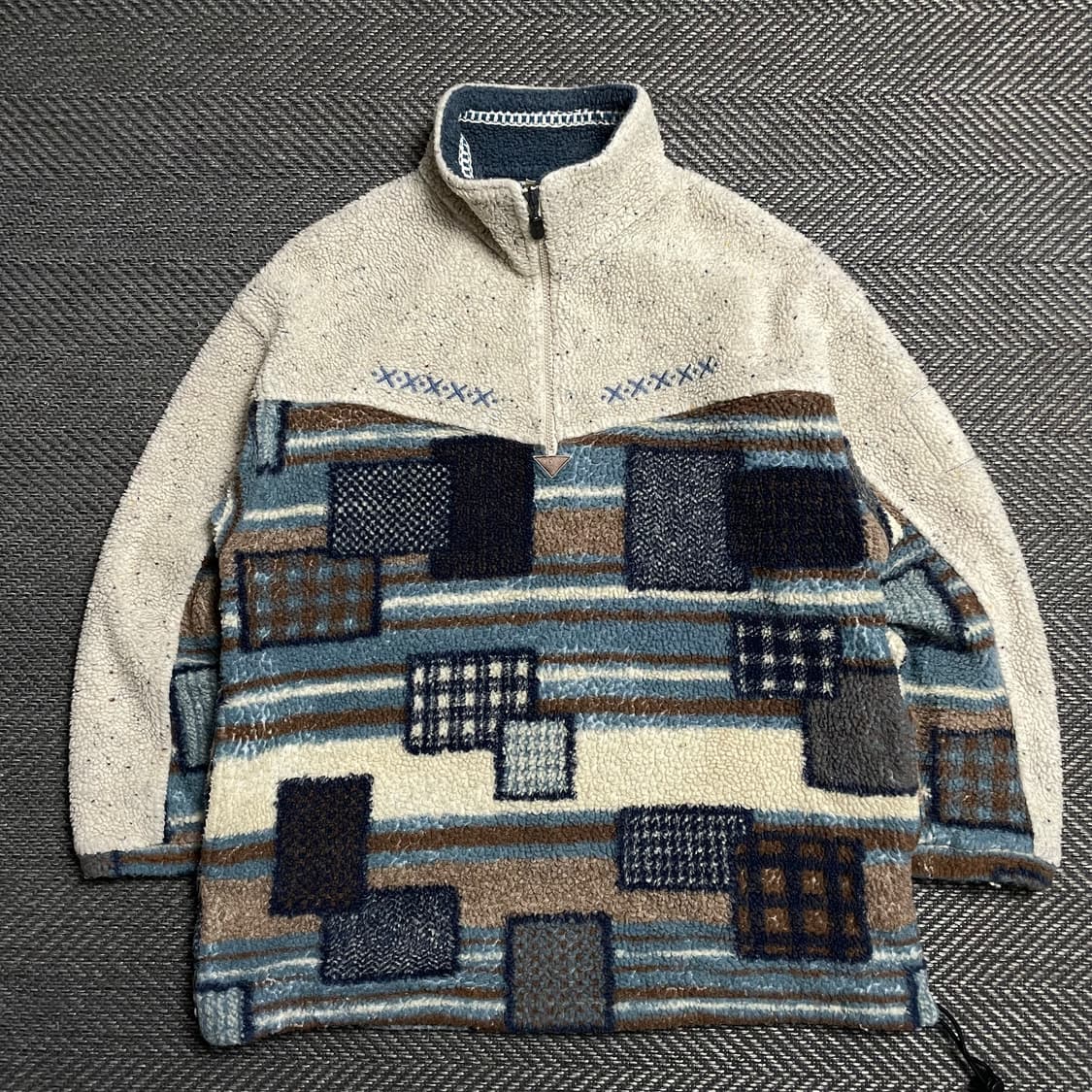 엘레쎄 올드스쿨 빈티지 체크 패턴 집업 플리스 자켓y 5208 상품이미지2