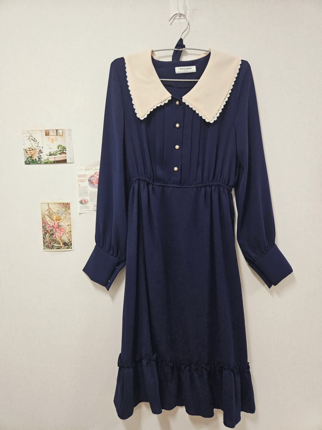 [새상품] 네이비 빅카라 원피스 상품이미지1