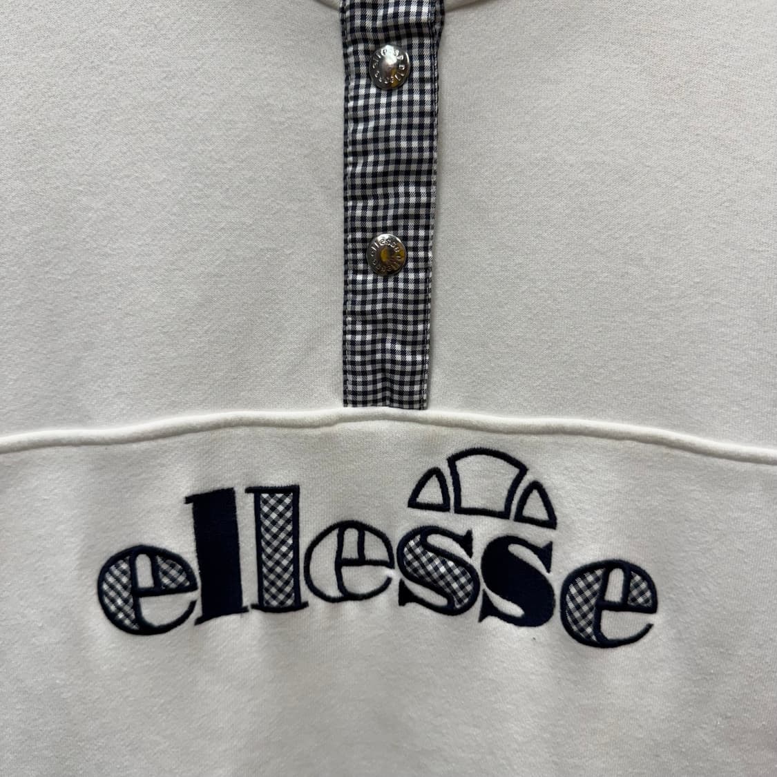 00s 엘레쎄 스웻셔츠 하프 버튼업 전면 로고 포인트 화이트 상품이미지5