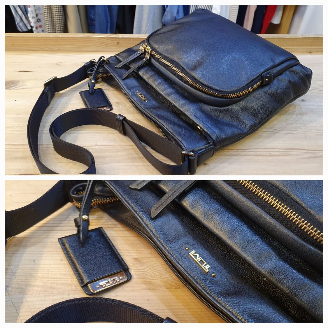 투미 레더 블랙 크로스백  상품이미지4