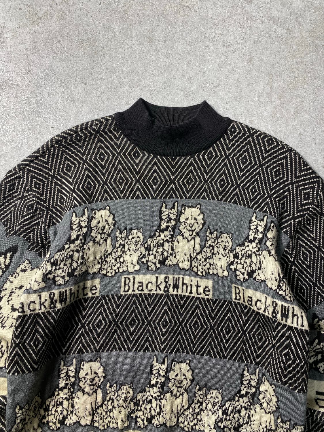 [XL] 90s Black & White 블랙앤화이트 크루넥 울 니트 상품이미지2