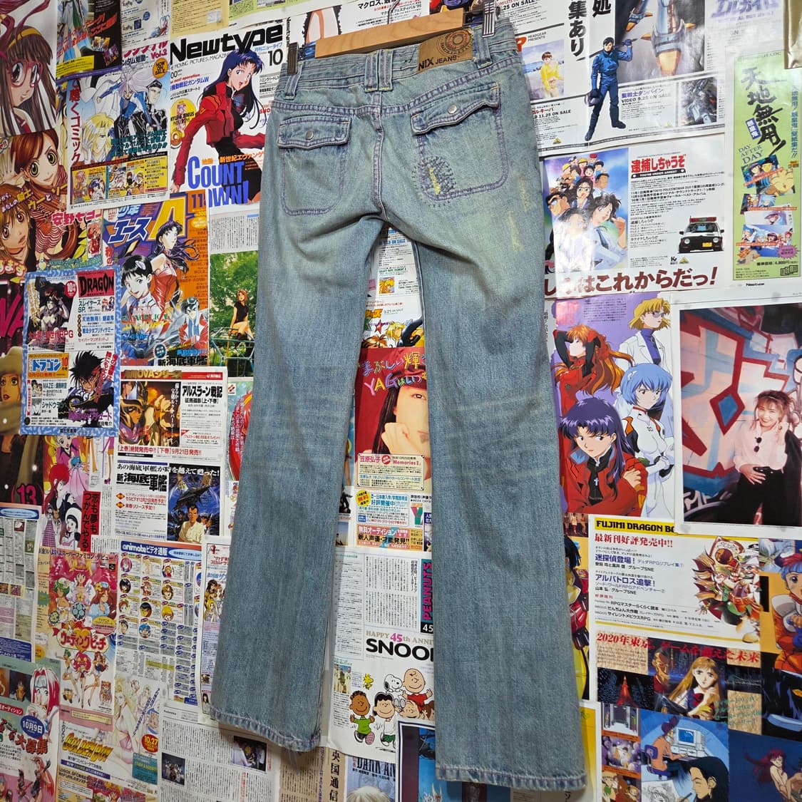 핑크 스티치 연청 로우라이즈 부츠컷 팬츠 상품이미지4