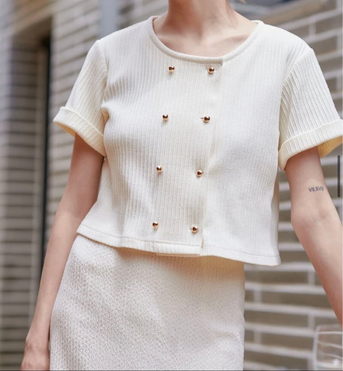 fabricology 트위드 반팔 재킷 상품이미지1