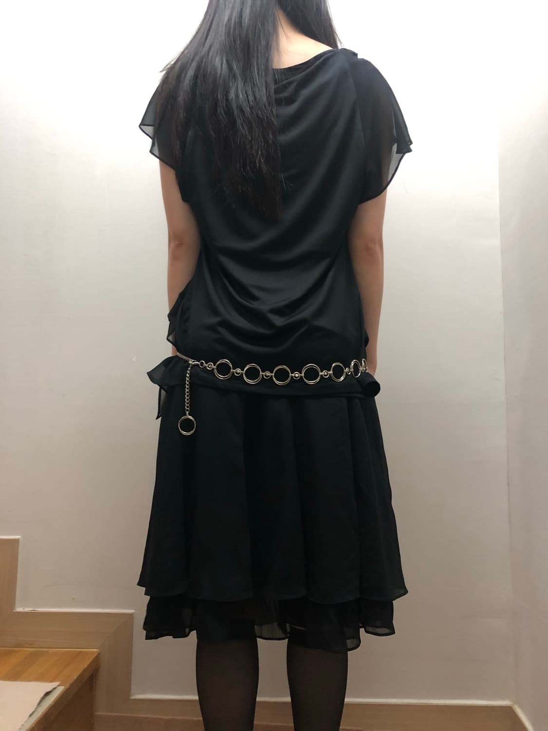빈티지 블랙 프릴 미디스커트 상품이미지7