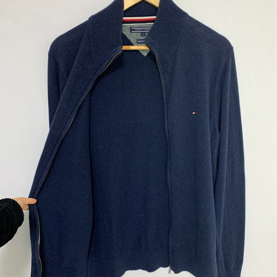 타미힐피거 네이비 니트 집업 가디건 피마코튼 캐시미어 혼방 빈티지 상품이미지2