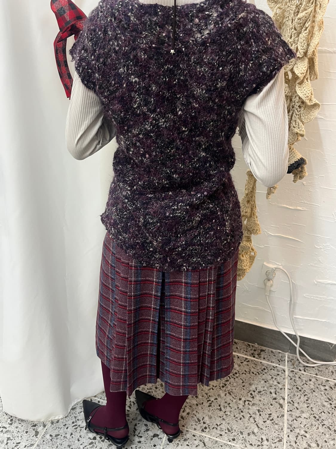 Deep violet knit vest 상품이미지4