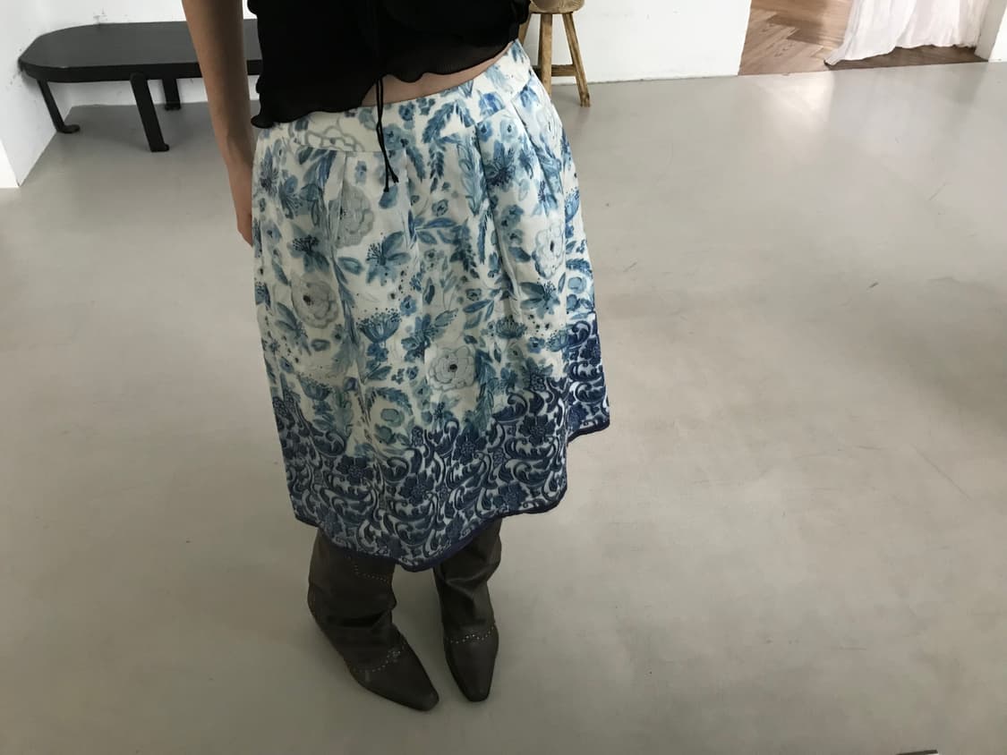  vintage blue pattern skirt 상품이미지2