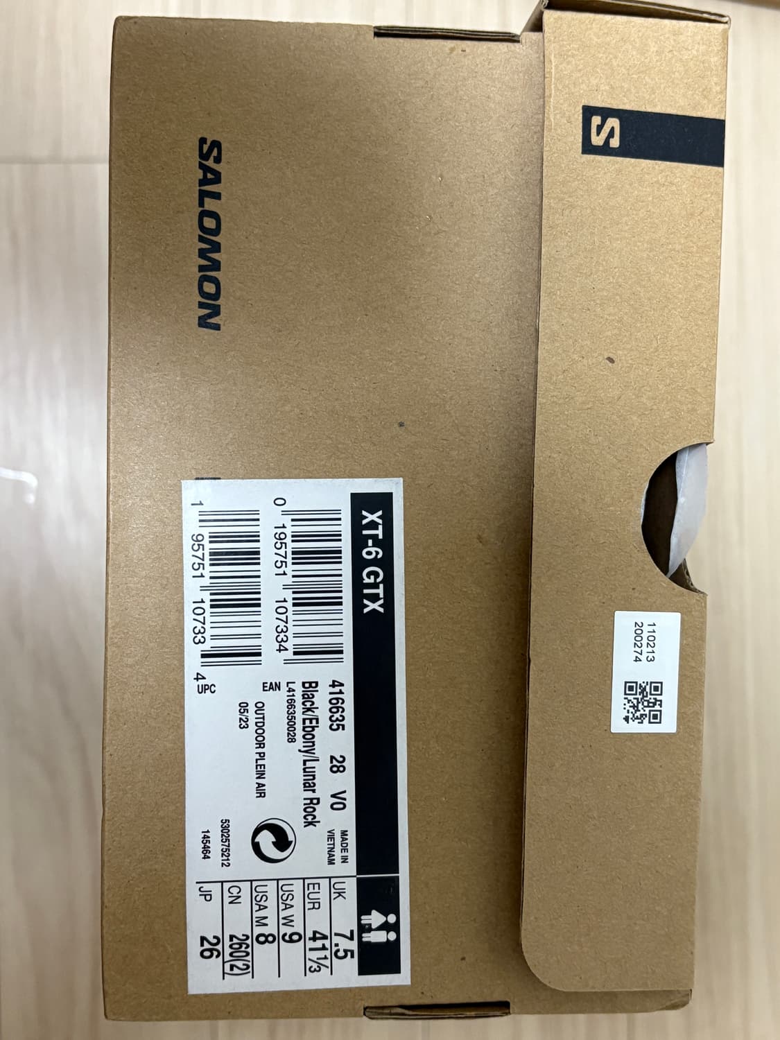 살로몬 xt-6 gtx 블랙 에보니 260사이즈 새상품 상품이미지3
