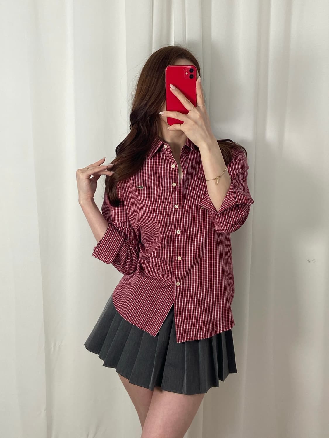 라코스테 체크패턴 와펜 셔츠 상품이미지1