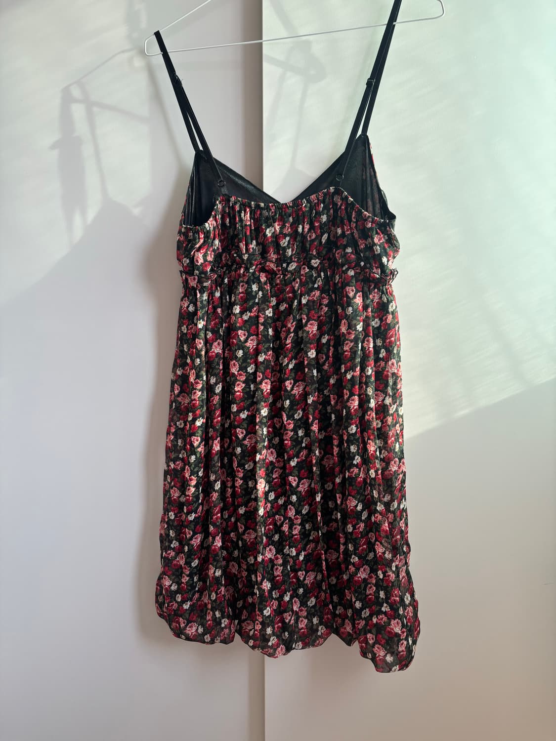 빈티지 플라워 무늬 레드 미니 끈 원피스 상품이미지4