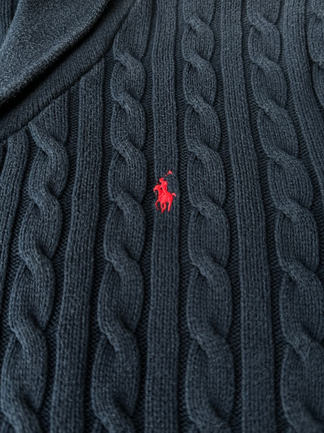 폴로 꽈배기 숄카라 니트 가디건 보이즈 XL 상품이미지3