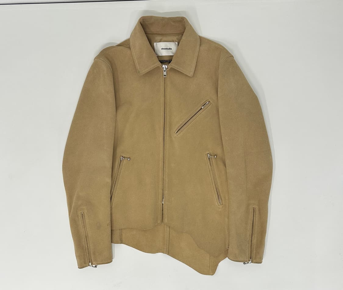 스웨이드 가죽 사선지퍼 가죽자켓 M 상품이미지2