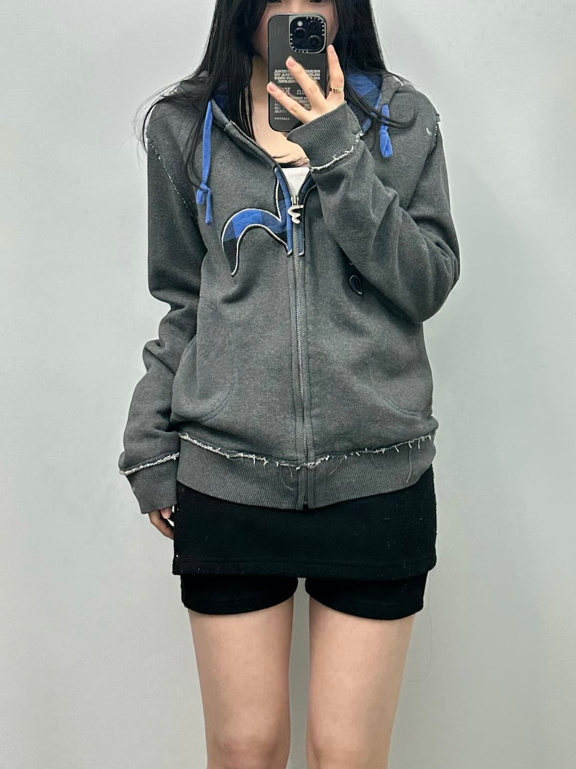 에비수 빅로고 빈티지 그레이 후드집업  상품이미지1