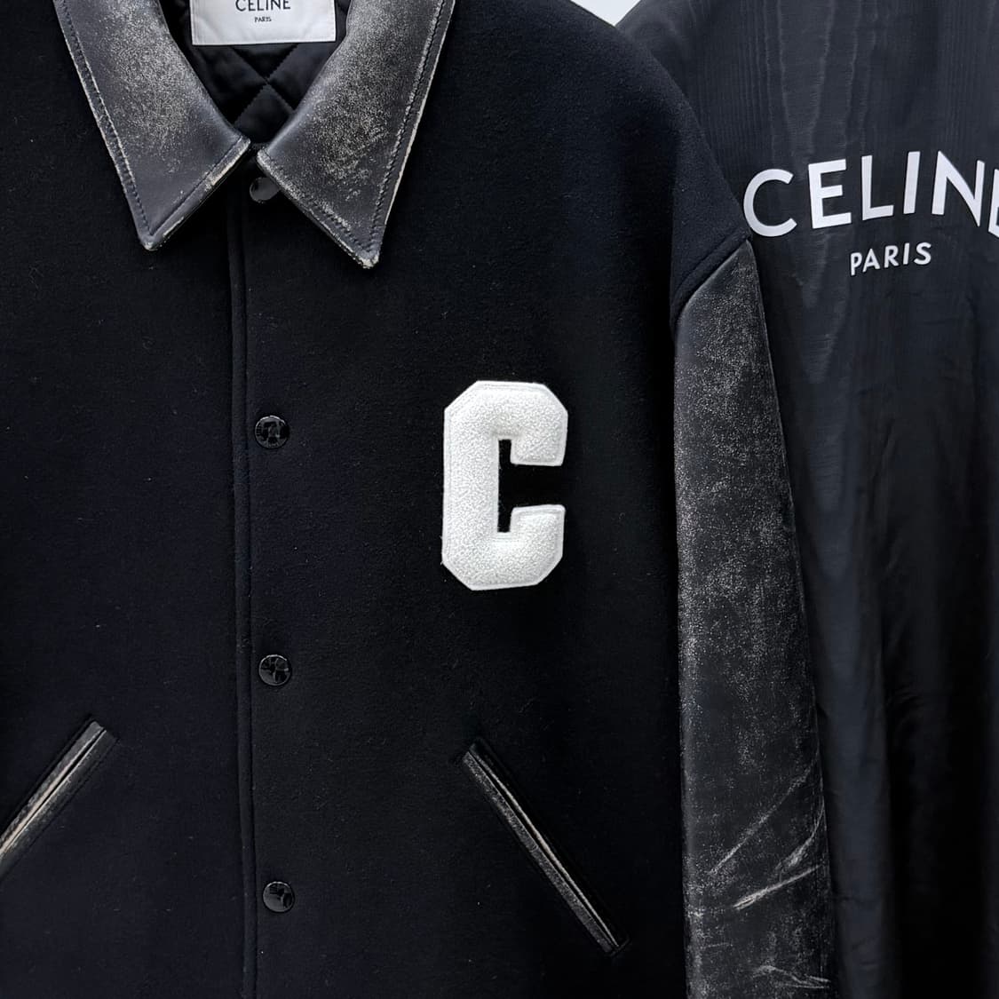 [S+급/54] 25FW 셀린느 C 로고 테디 바시티 자켓 블랙 상품이미지2